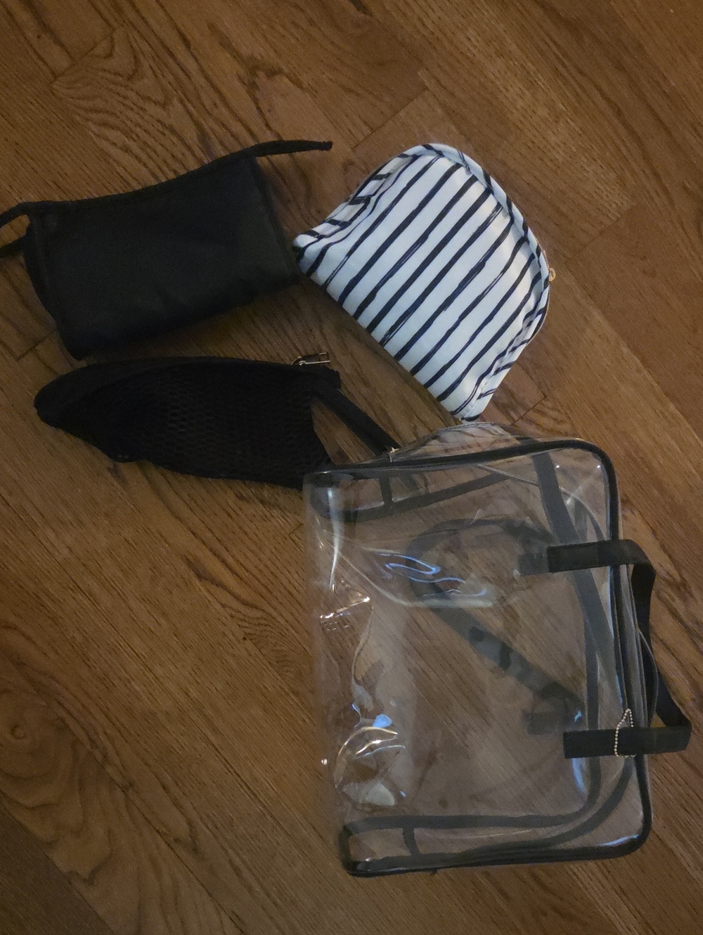 Target Clear Travel Pouch Set with Black Trim and Black-Striped Pouch